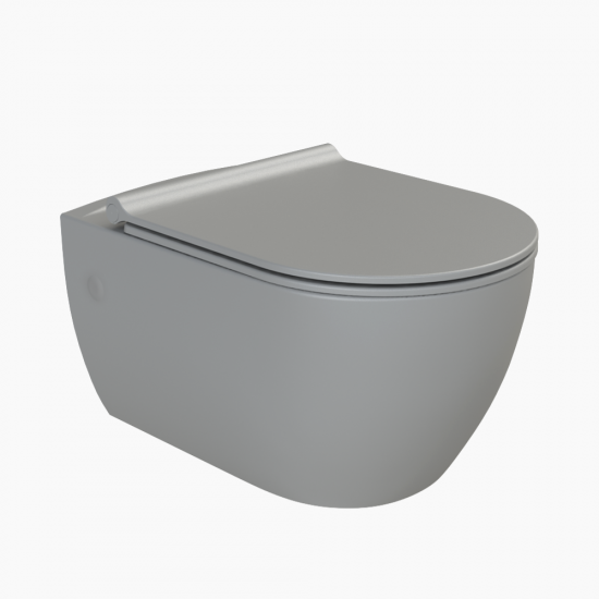 Λεκάνη Κρεμαστή Cerastyle City Rimless  01910Α-97 με Μπιντέ  με Κάλυμμα Αντιβακτηριακό Slim Soft Close Πορσελάνης Γκρί Ματ